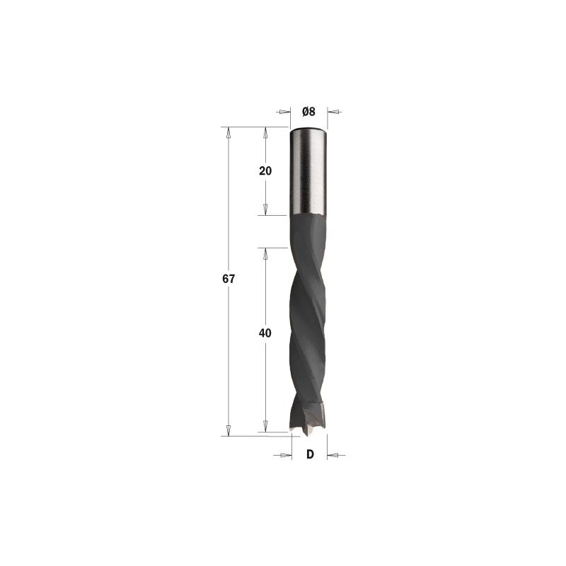 Wiertło HW NP D 5 I 40- L 67 S 8x20 RH