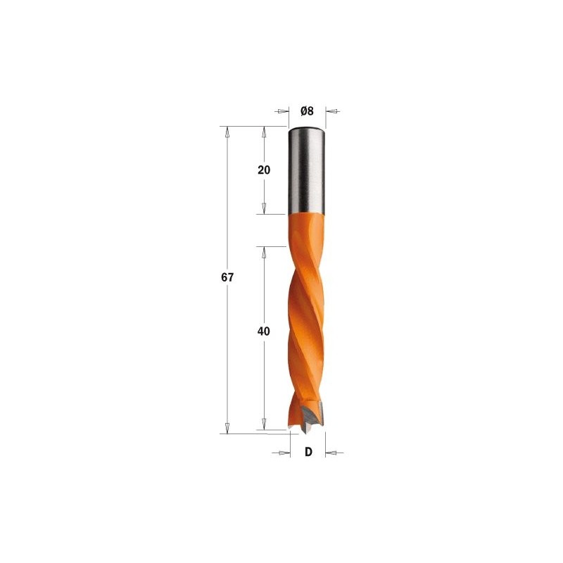 Wiertło HW NP D 5 I 40- L 67 S 8x20 LH
