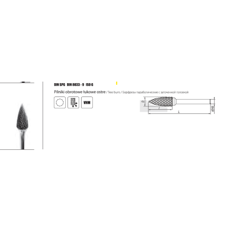 DIN 8033-9 DIN SPG ISO G Hartmetall-Spitzbogenfeile VHM