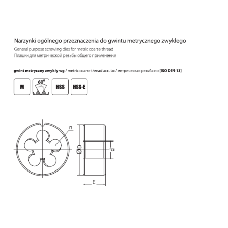 DIN EN 22568 general-purpose chaser for metric plain threads