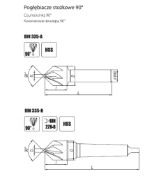 DIN 335-A,B Svasatura 90 per metallo