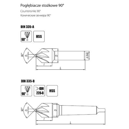 DIN 335-A,B Avellanador 90 para metal