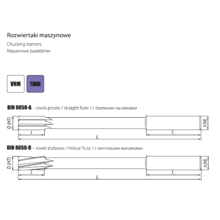 DIN 8050-A,B VHM-Hartmetall-Reibahle