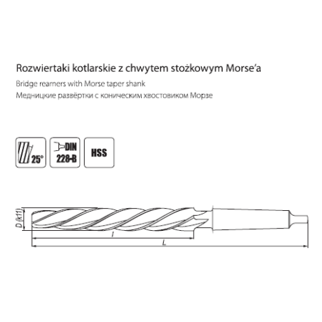 DIN 311 Boilermaker's Reamer mit Morsekegel-Schaft