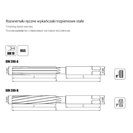 DIN 206-A,B Hand reamer fixed pin finisher for metal