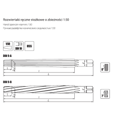 DIN 9-A,B Alesatore manuale conico 1:50 per metallo