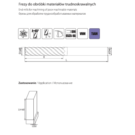 Fresa de metal duro HARRDEN 314 VHM para el mecanizado de materiales difíciles de cortar