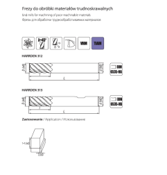 HARRDEN 312,313 Fresa de metal duro VHM para el mecanizado de materiales difíciles de cortar