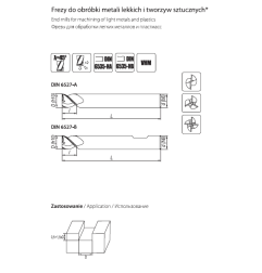 Frez VHM z węglika spiekanego DIN 6527 K W do obróbki metali lekkich i tworzyw sztucznych