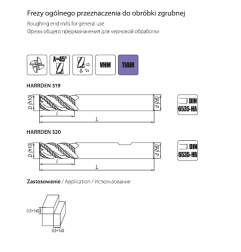 HARRDEN 319,320 fresa de metal duro VHM de uso general para desbaste